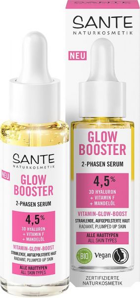 Glow Booster 2-Phasen Serum 3D Hyaluron, Vitamin F &amp; Mandelöl