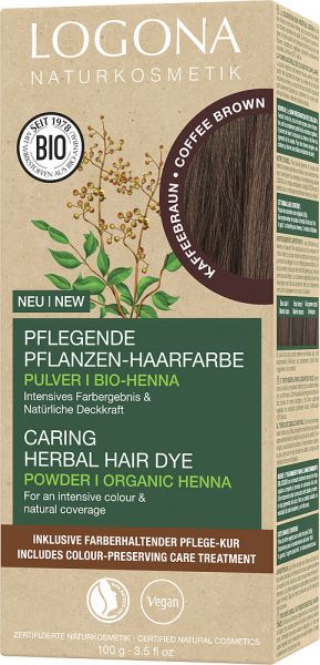 LOGONA Pflanzen-Haarfarbe Pulver 10 Kaffeebraun, 100g