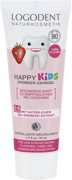 LOGONA HAPPY KIDS Erdbeer Zahngel, 50 ml