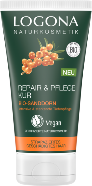 MHD 10-2025 Rabatt 10 % LOGONA Repair &amp; Pflege Kur Bio-Sanddorn, 150 ml