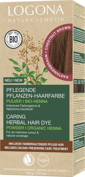 LOGONA Pflanzen-Haarfarbe Pulver 070 Kastanienbraun, 100g