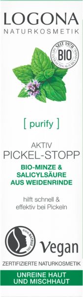 LOGONA Aktiv Pickel-Stopp Bio-Minze &amp; Salicylsäure aus Weidenrinde, 6ml