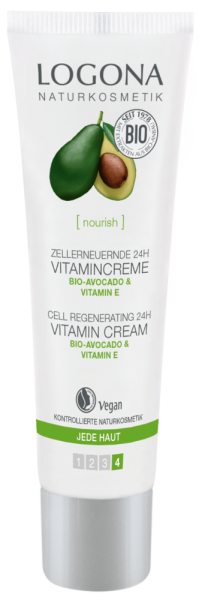 LOGONA NOURISH Zellerneuernde Vitamincreme Bio-Avocado &amp; Vitamin E, 30 ml