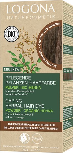 LOGONA Pflanzen-Haarfarbe Pulver 090 Schokobraun, 100g