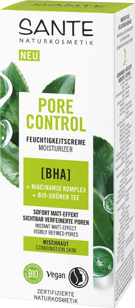 SANTE Pore Control – Feuchtigkeitscreme BHA, Niacinamid Komplex &amp; Bio-Grüner Tee