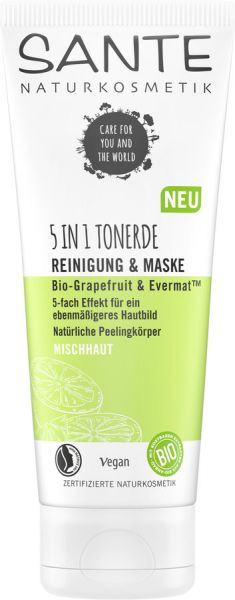 SANTE 5in1 Tonerde Reinigung &amp; Maske Bio-Grapefruit &amp; EvermatTM, 100ml