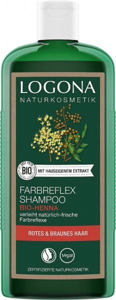 MHD 12-25 10 % LOGONA Farbreflex Shampoo Rot-Braun Bio-Henna, 250 ml