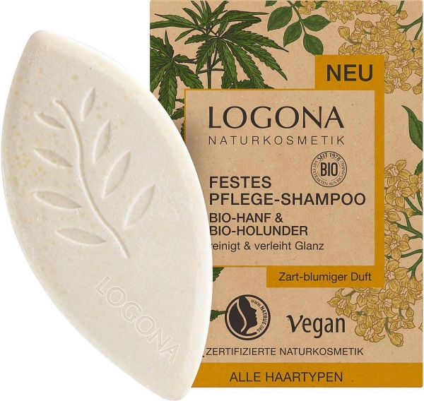 LOGONA Festes Shampoo Bio Hanf &amp; Bio-Holunder, 60g
