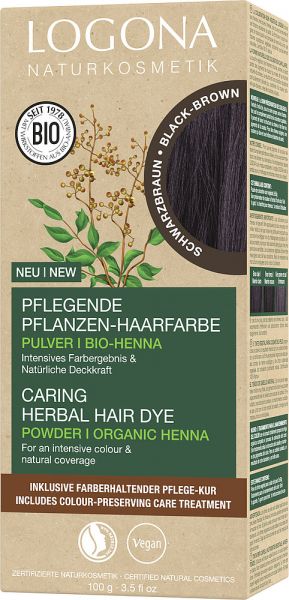 LOGONA Pflanzen-Haarfarbe Pulver 11 Schwarzbraun, 100g
