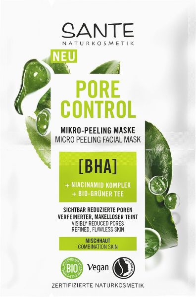 SANTE Pore Control – Mikro-Peeling Maske BHA, Niacinamid Komplex &amp; Bio-Grüner Tee