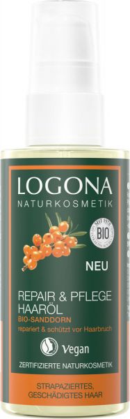 MHD 6/25 Rabatt 10 % LOGONA Repair & Pflege Haaröl Bio-Sanddorn, 75 ml