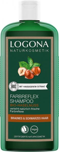 LOGONA Farbreflex Shampoo Braun-Schwarz Bio-Haselnuss, 250 ml