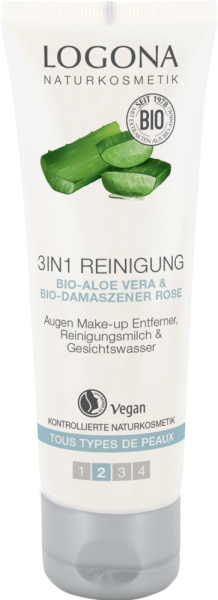 LOGONA CLASSIC 3 in 1 Reinigungsmilch Bio-Aloe Vera, 100 ml