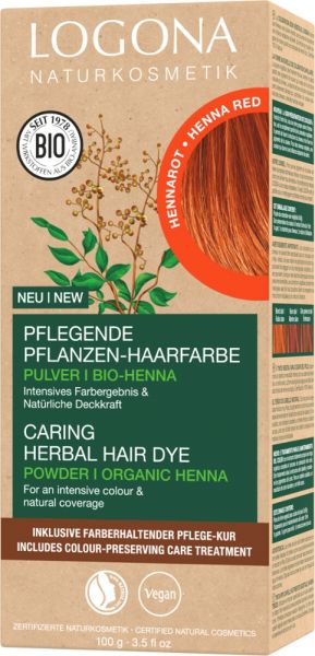 LOGONA Pflanzen-Haarfarbe Pulver 040 Hennarot, 100g