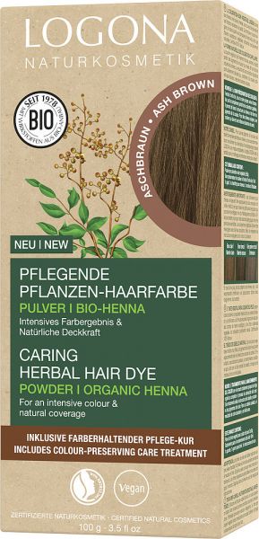 LOGONA Pflanzen-Haarfarbe Pulver 080 Aschbraun, 100g