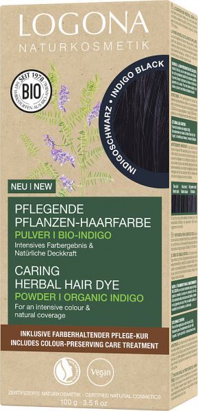 LOGONA Pflanzen-Haarfarbe Pulver 12 Indigoschwarz, 100g